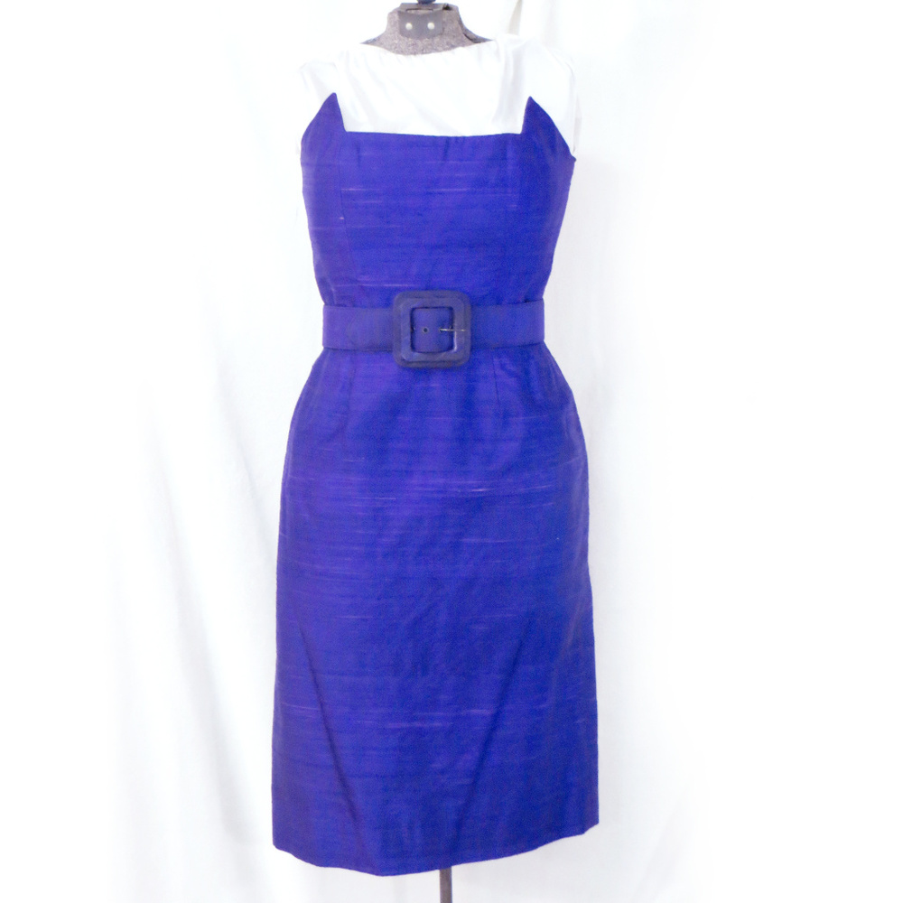 Victor Costa Purple Dupioni Silk Sheath Dress